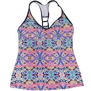 Nautica Womens Kaleidoscope Floral Racerback Tankini Swim Top NE47247 38B/C